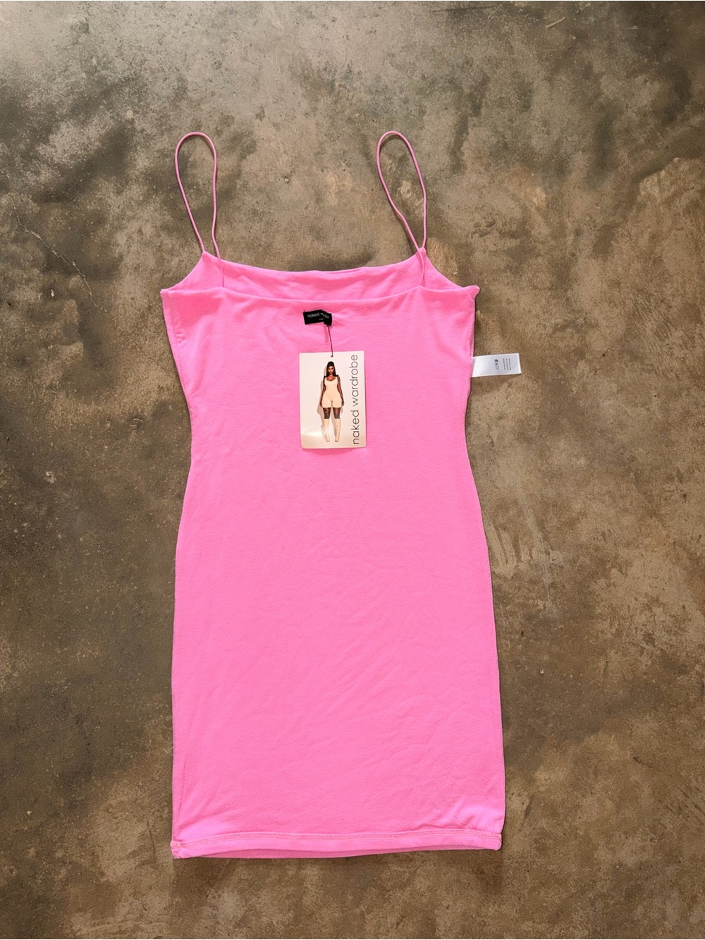 Naked Wardrobe Size 1 (Size S) Pink Bodycon Mini Dress Spaghetti Strap Stretch - Picture 12 of 12